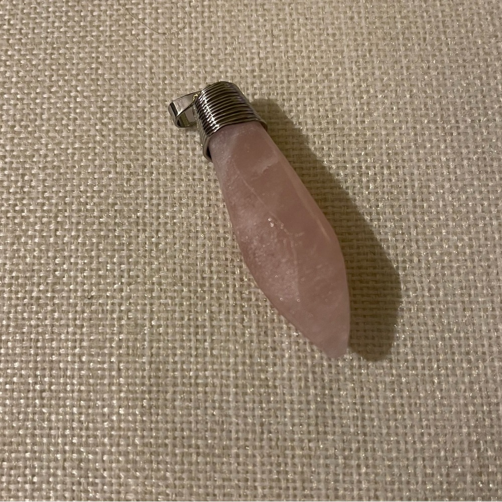 Pink Crystal Pendant with Silver Accent